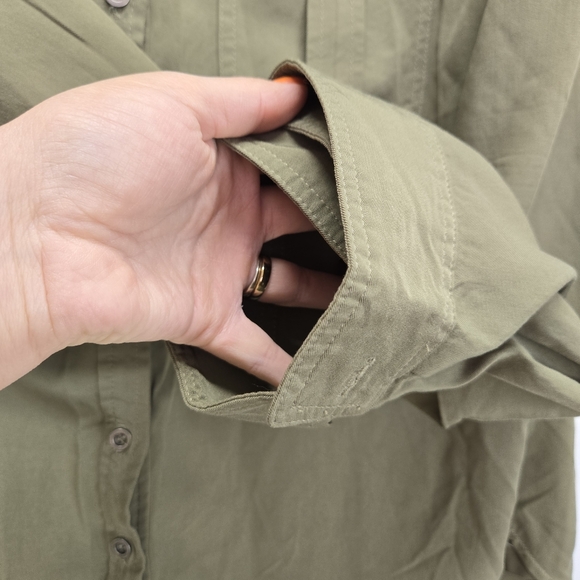 Hummingbird Women XL Long Sleeve Button Down Shirt Floral Embroidered Distressed - Picture 12 of 15